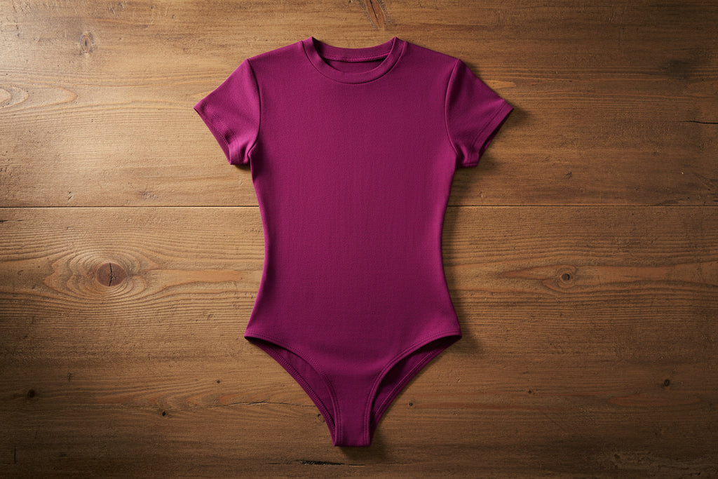 Purple bodysuit on a white background