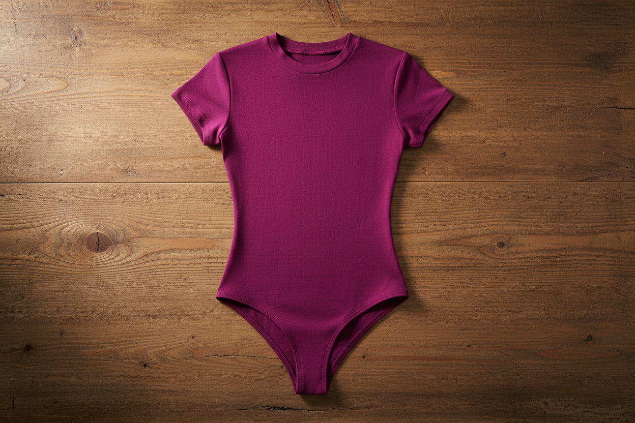 Purple bodysuit on a white background